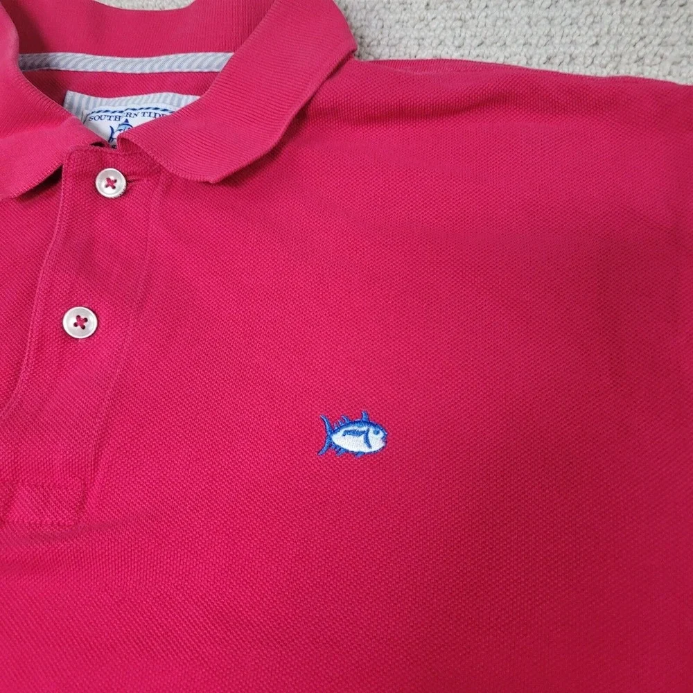 Southern Tide Shirt‎ Mens Medium Pink Casual Polo Short Sleeve The Skipjack